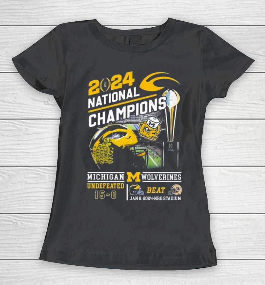 Michigan Wolverines 2024 National Champions Go Blue Beat Huskies Women T-Shirt