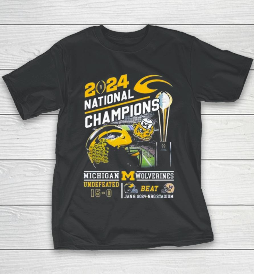 Michigan Wolverines 2024 National Champions Go Blue Beat Huskies Youth T-Shirt