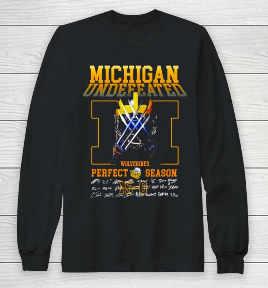 Michigan Wolverines 2024 Undefeated Perfect Season Signatures Long Sleeve T-Shirt