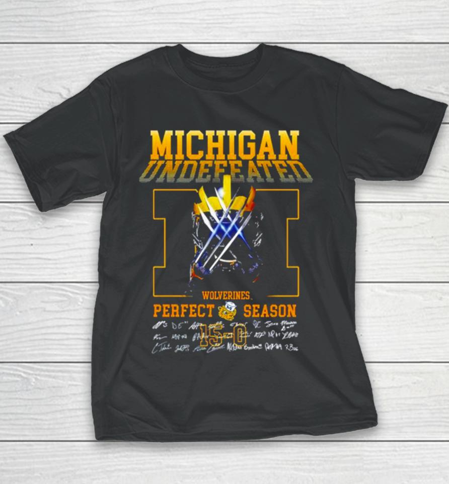 Michigan Wolverines 2024 Undefeated Perfect Season Signatures Youth T-Shirt