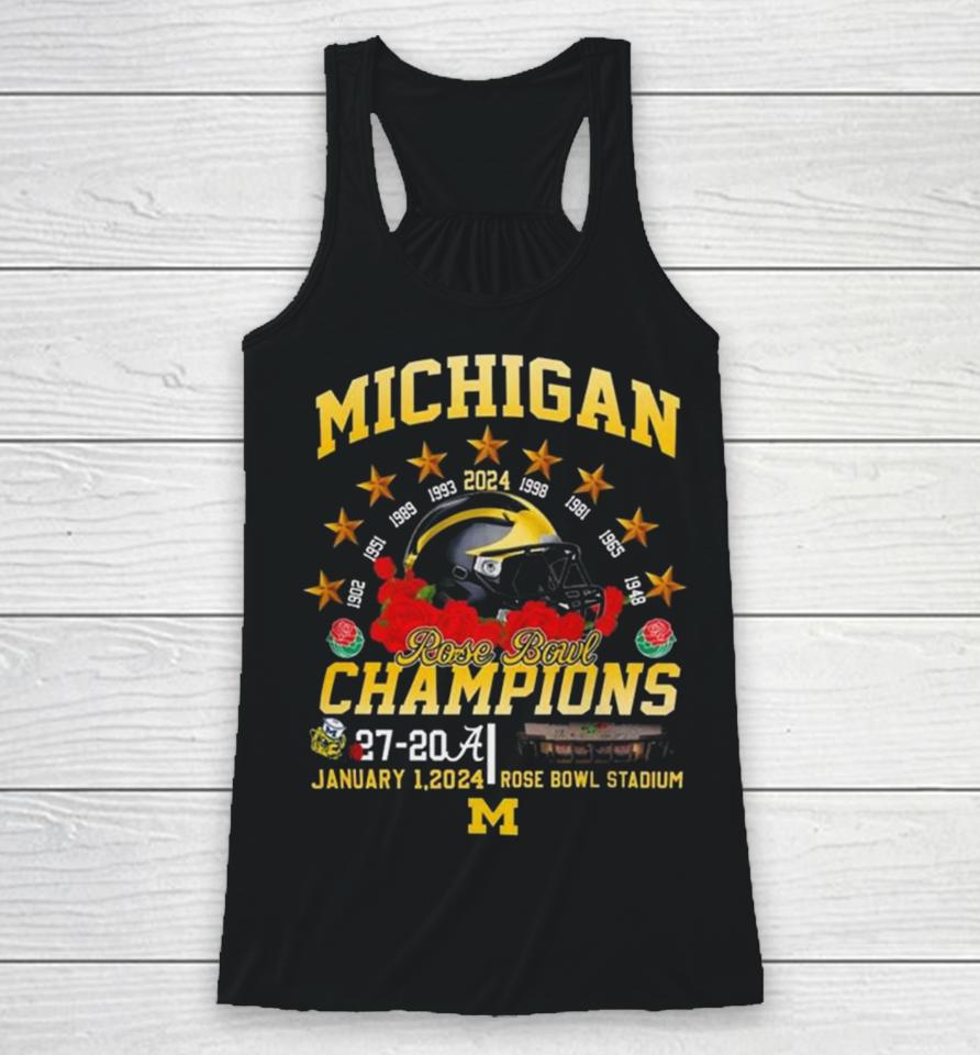 Michigan Wolverines 9 Time Rose Bowl Champions 2024 Racerback Tank