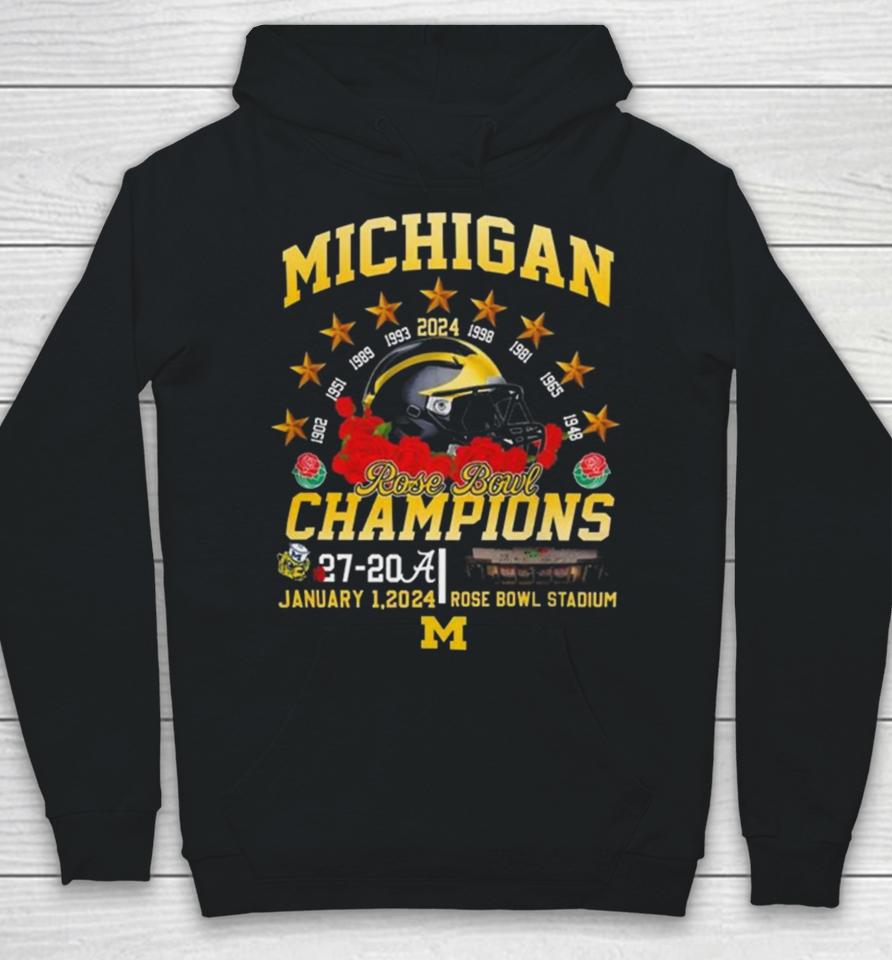 Michigan Wolverines 9 Time Rose Bowl Champions 2024 Hoodie