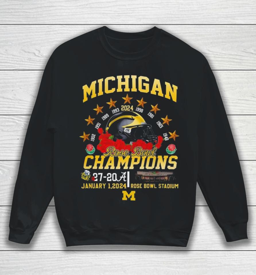 Michigan Wolverines 9 Time Rose Bowl Champions 2024 Sweatshirt
