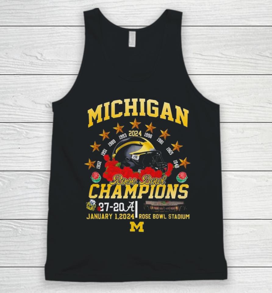 Michigan Wolverines 9 Time Rose Bowl Champions 2024 Unisex Tank Top