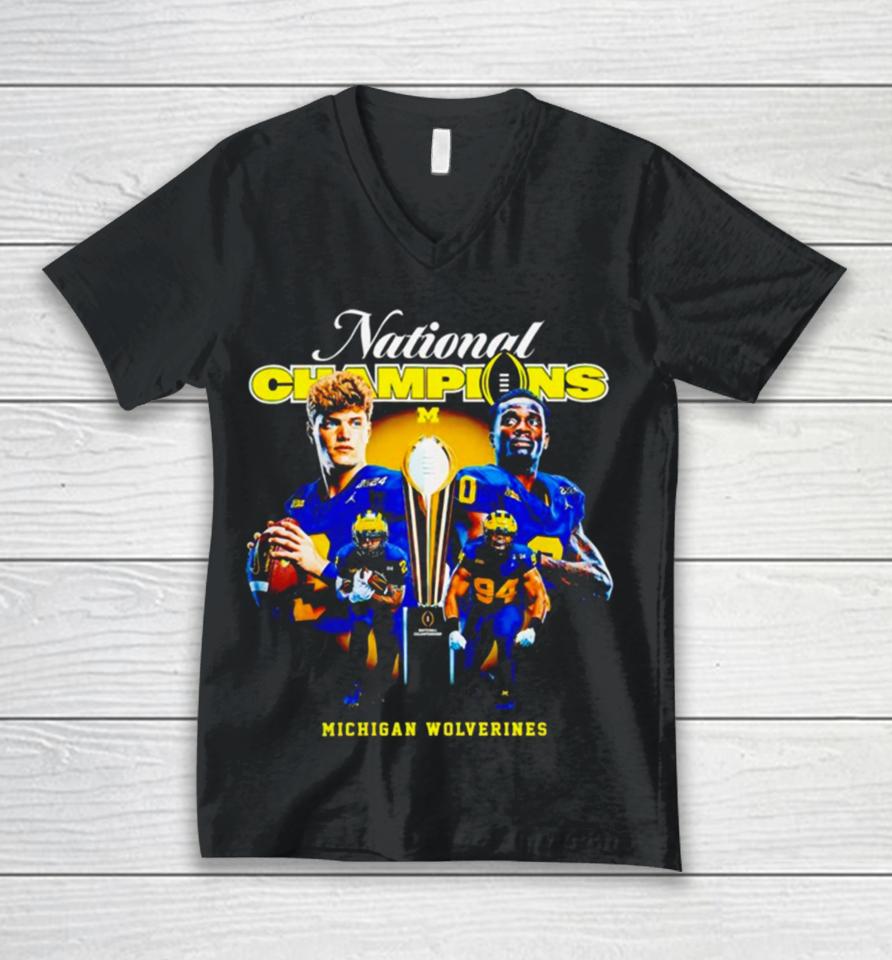 Michigan Wolverines And Jordan National Champions 2024 Unisex V-Neck T-Shirt