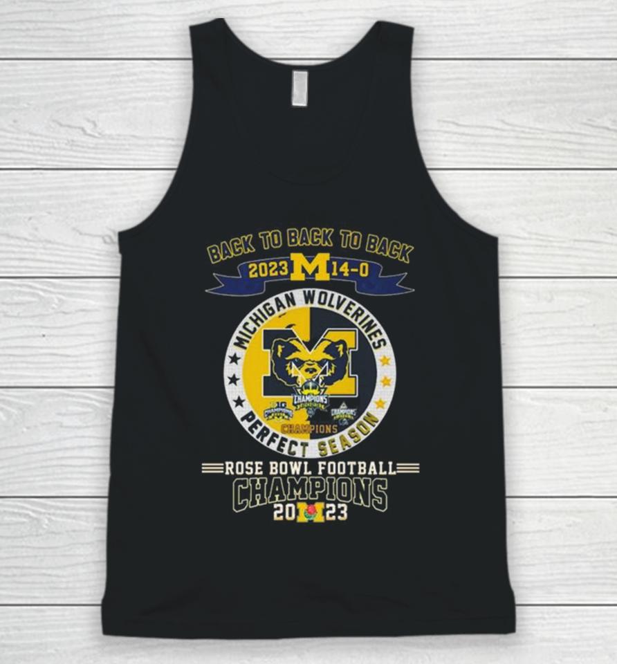 Michigan Wolverines Back To Back To Back 2023 Rose Bowl Football Champions Unisex Tank Top