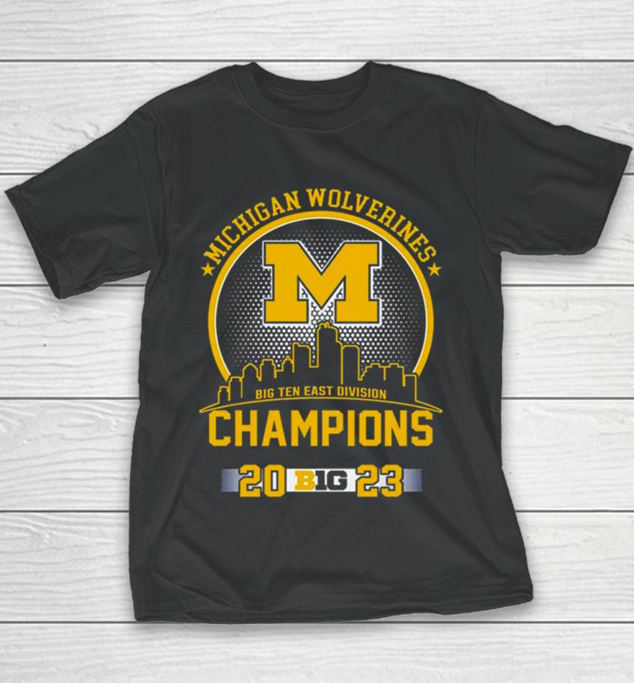 Michigan Wolverines Big Ten East Division Champions 2023 Skyline Youth T-Shirt