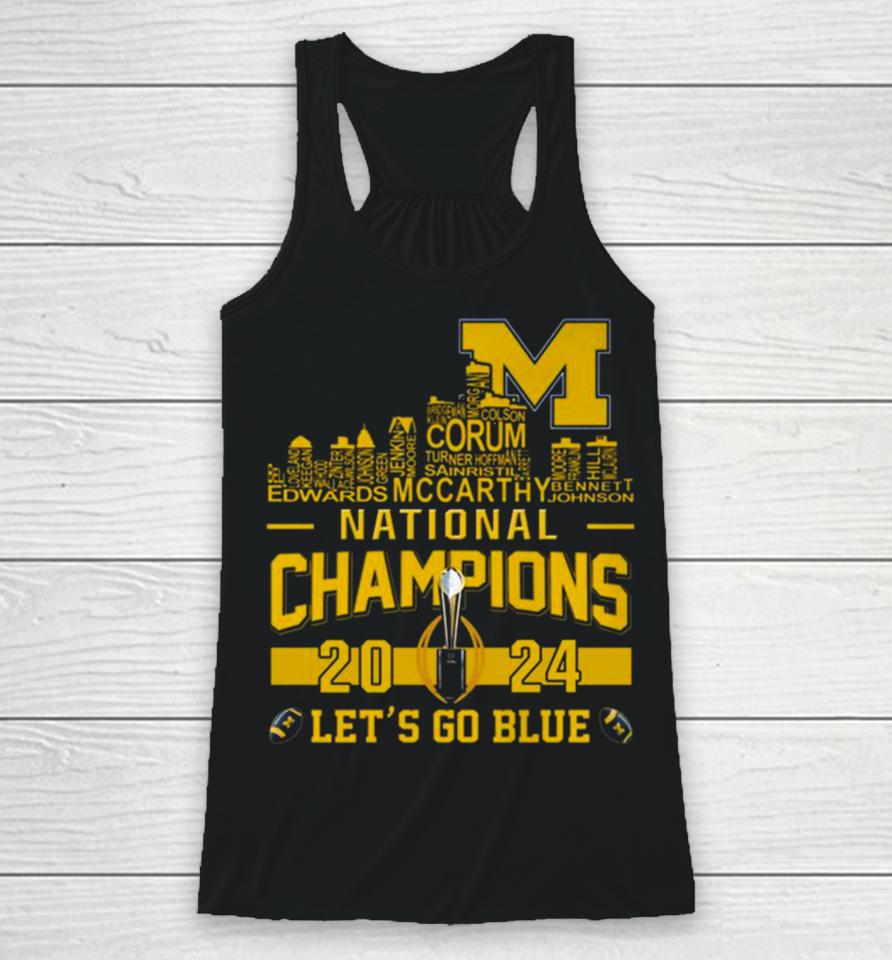 Michigan Wolverines City Players Names 2024 College Football National Champions Racerback Tank