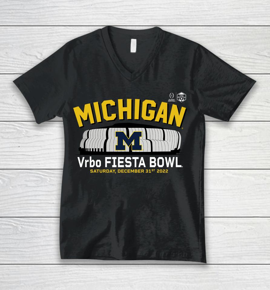 Michigan Wolverines College Football Playoff 2022 Fiesta Bowl Gameday Stadium Unisex V-Neck T-Shirt