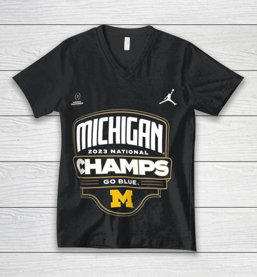 Michigan Wolverines College Football Playoff 2023 National Champion Celebration Unisex V-Neck T-Shirt