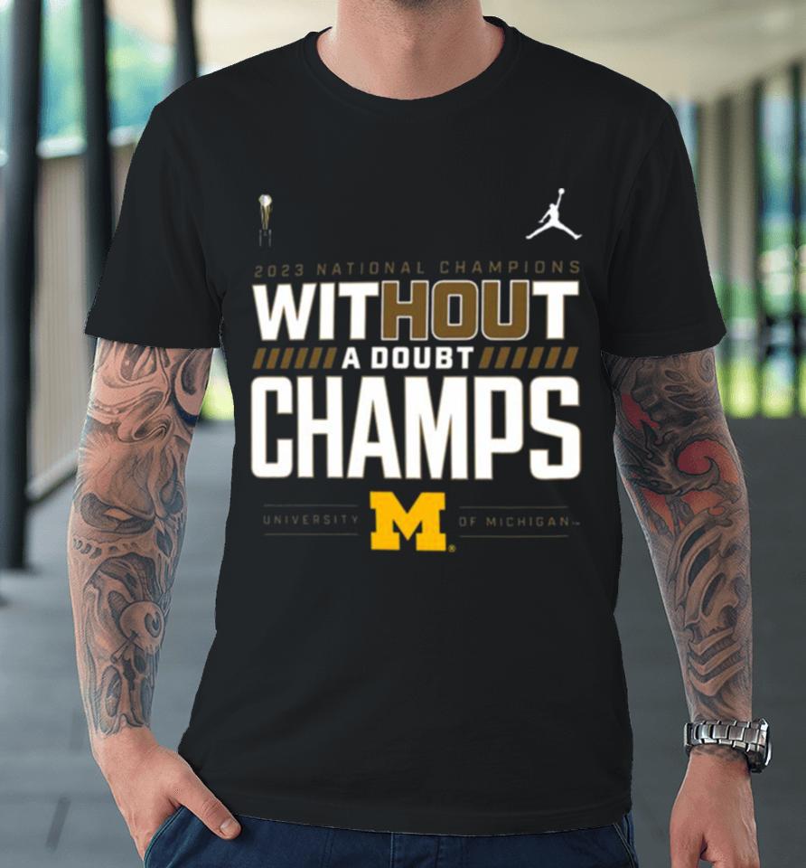 Michigan Wolverines College Football Playoff 2023 National Champions Locker Room Premium T-Shirt