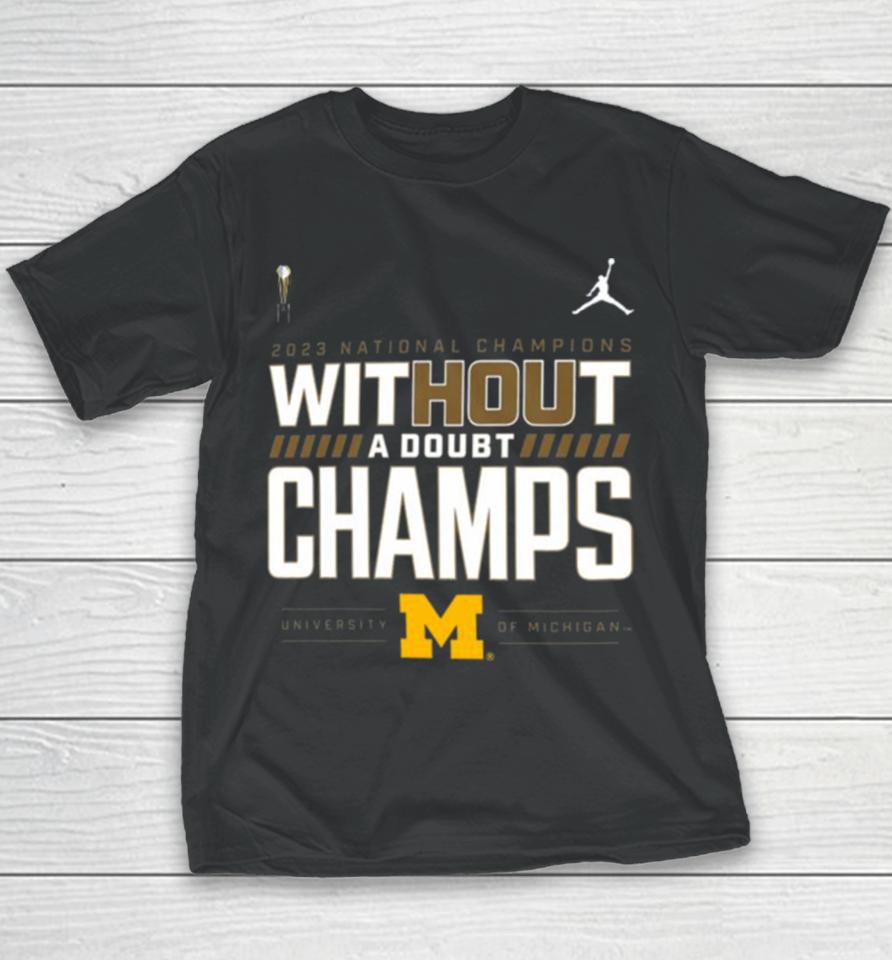 Michigan Wolverines College Football Playoff 2023 National Champions Locker Room Youth T-Shirt