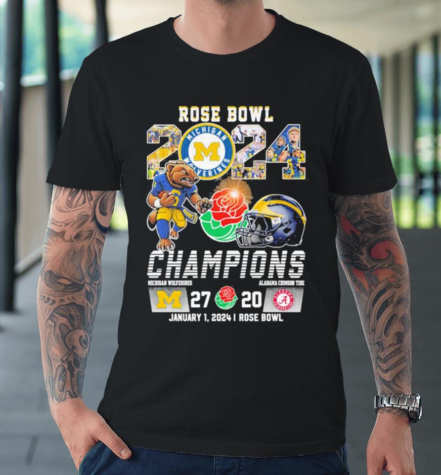 Michigan Wolverines Football 2023 Rose Bowl Champions Victory Alabama 27 20 Premium T-Shirt