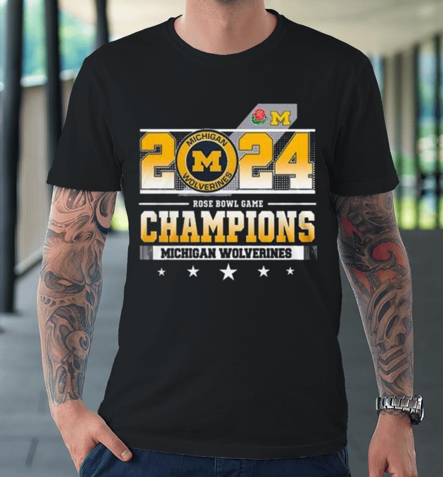 Michigan Wolverines Football 2024 Rose Bowl Game Champions Premium T-Shirt