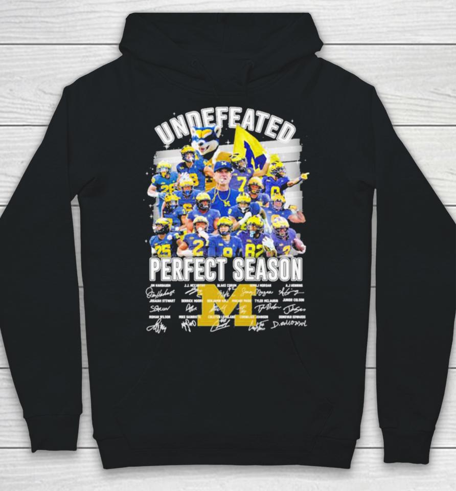 Michigan Wolverines Football 2024 Undefeated Perfect Season Champions Signatures Hoodie