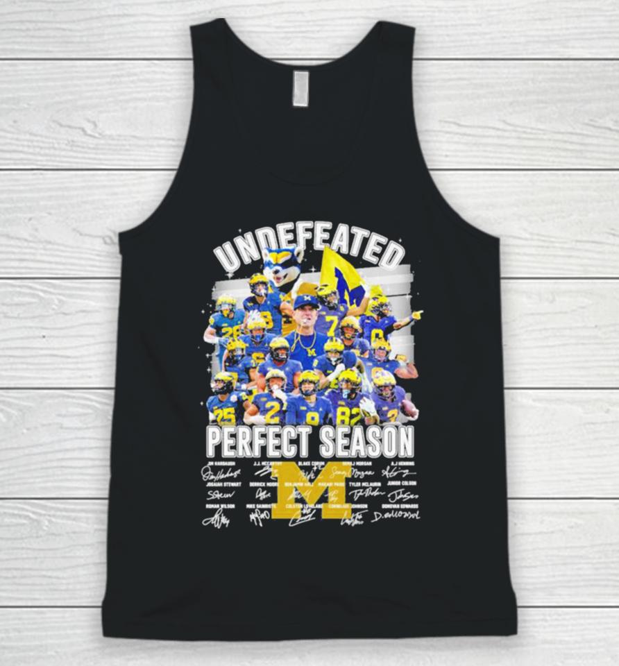 Michigan Wolverines Football 2024 Undefeated Perfect Season Champions Signatures Unisex Tank Top