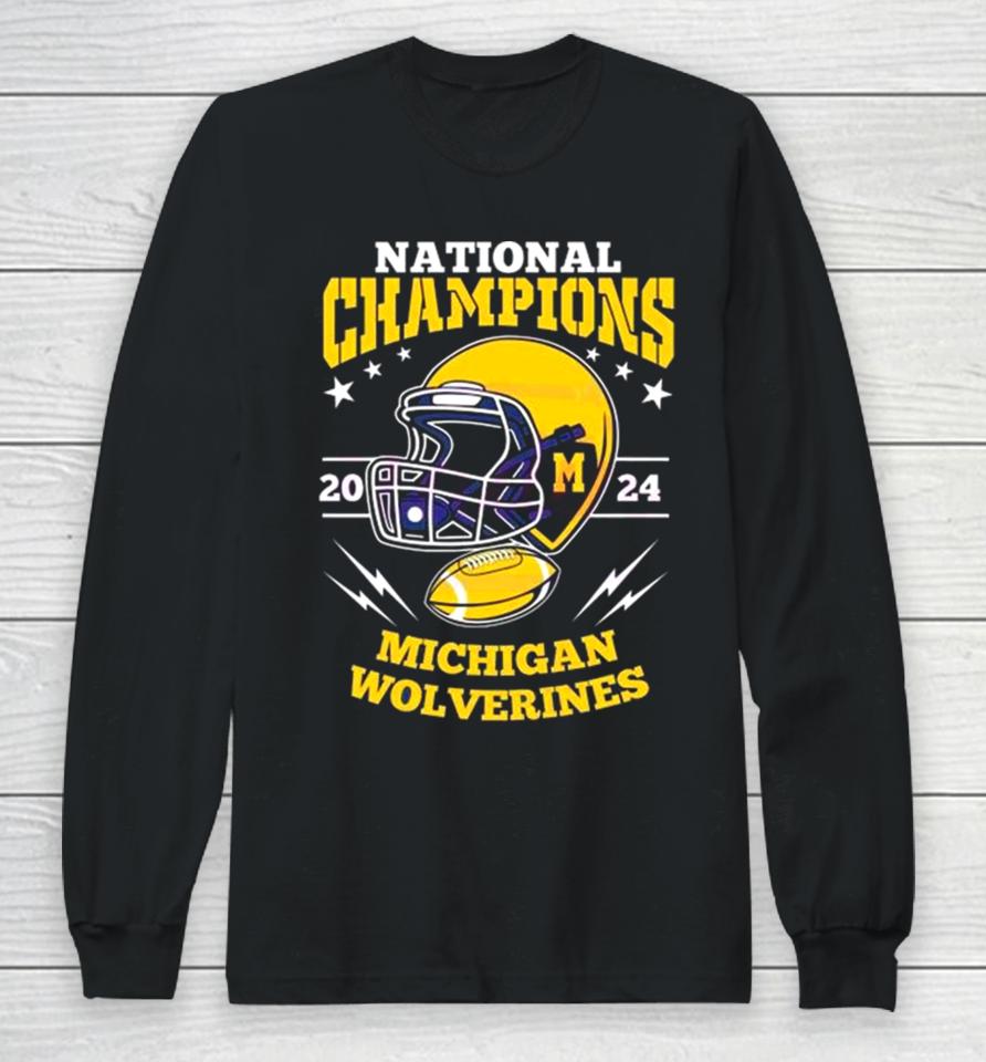 Michigan Wolverines Football Helmet National Champions 2024 Long Sleeve T-Shirt