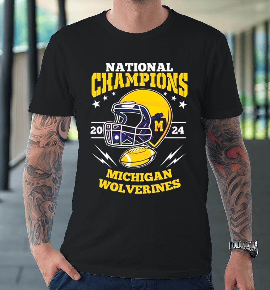 Michigan Wolverines Football Helmet National Champions 2024 Premium T-Shirt