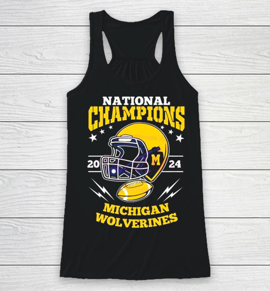 Michigan Wolverines Football Helmet National Champions 2024 Racerback Tank