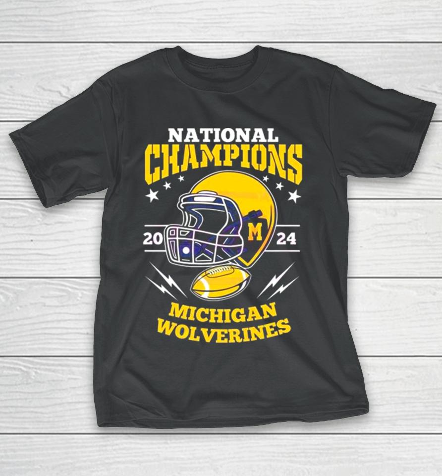 Michigan Wolverines Football Helmet National Champions 2024 T-Shirt
