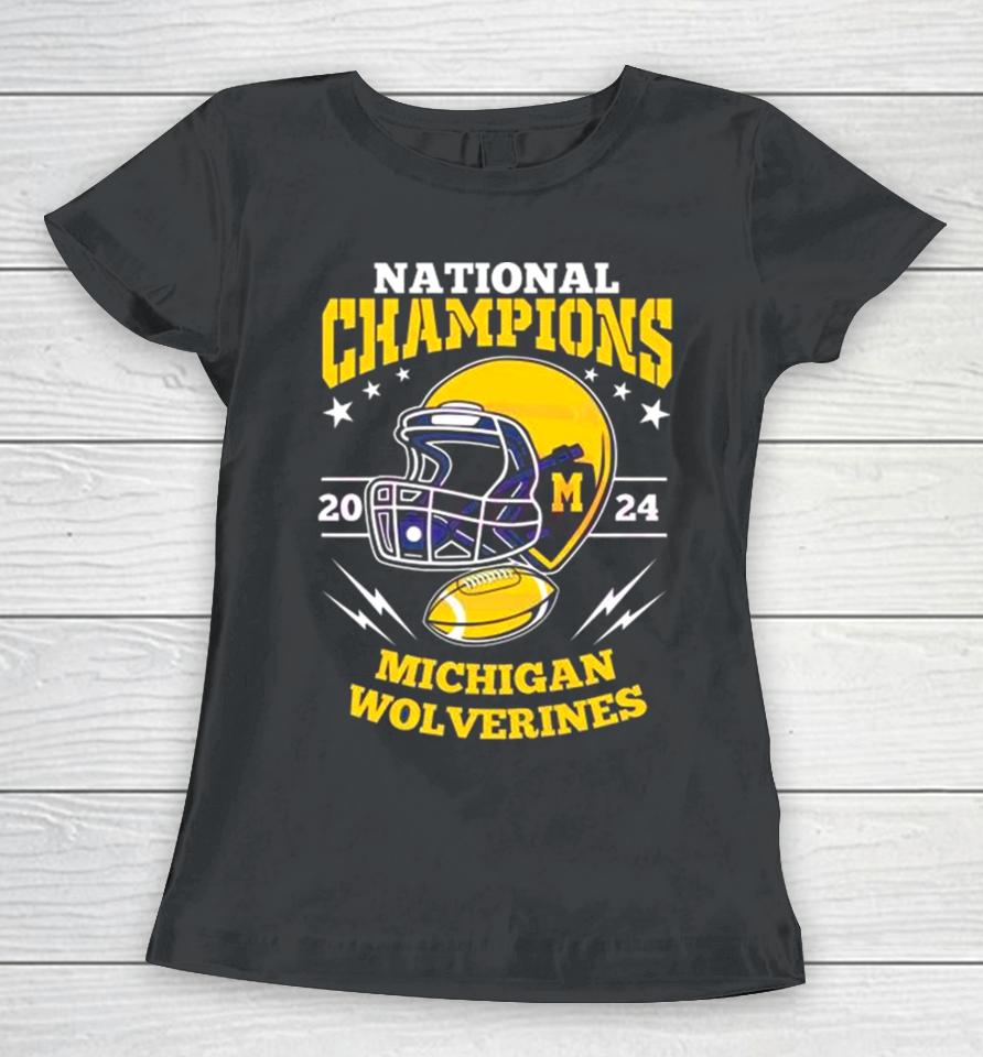 Michigan Wolverines Football Helmet National Champions 2024 Women T-Shirt