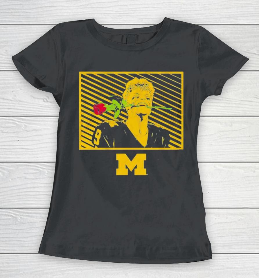 Michigan Wolverines Football J.j Mccarthy Rose Women T-Shirt
