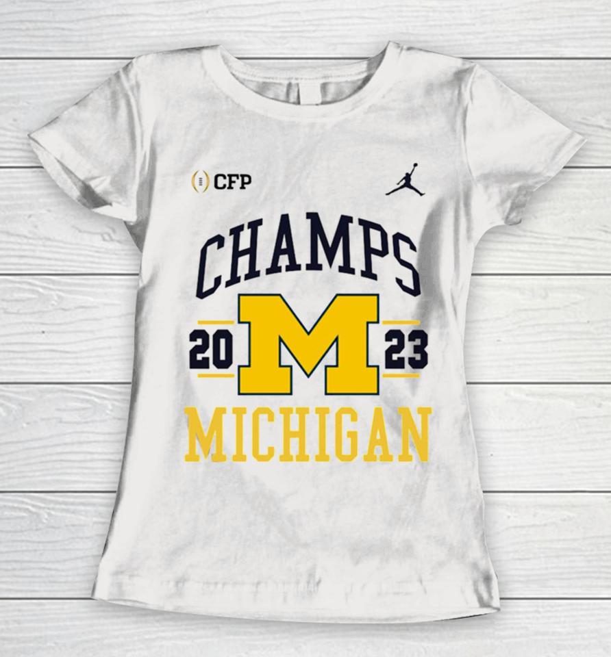 Michigan Wolverines Football Playoff 2023 National Champions Retro Women T-Shirt