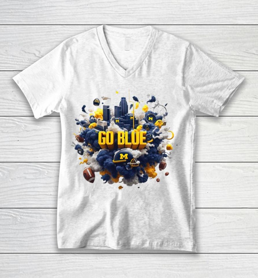 Michigan Wolverines Go Blue City Unisex V-Neck T-Shirt