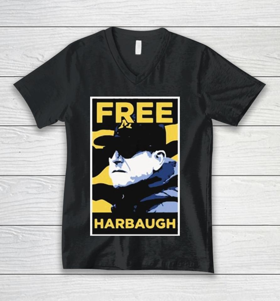 Michigan Wolverines Jj Mccarthy Free Harbaugh Unisex V-Neck T-Shirt