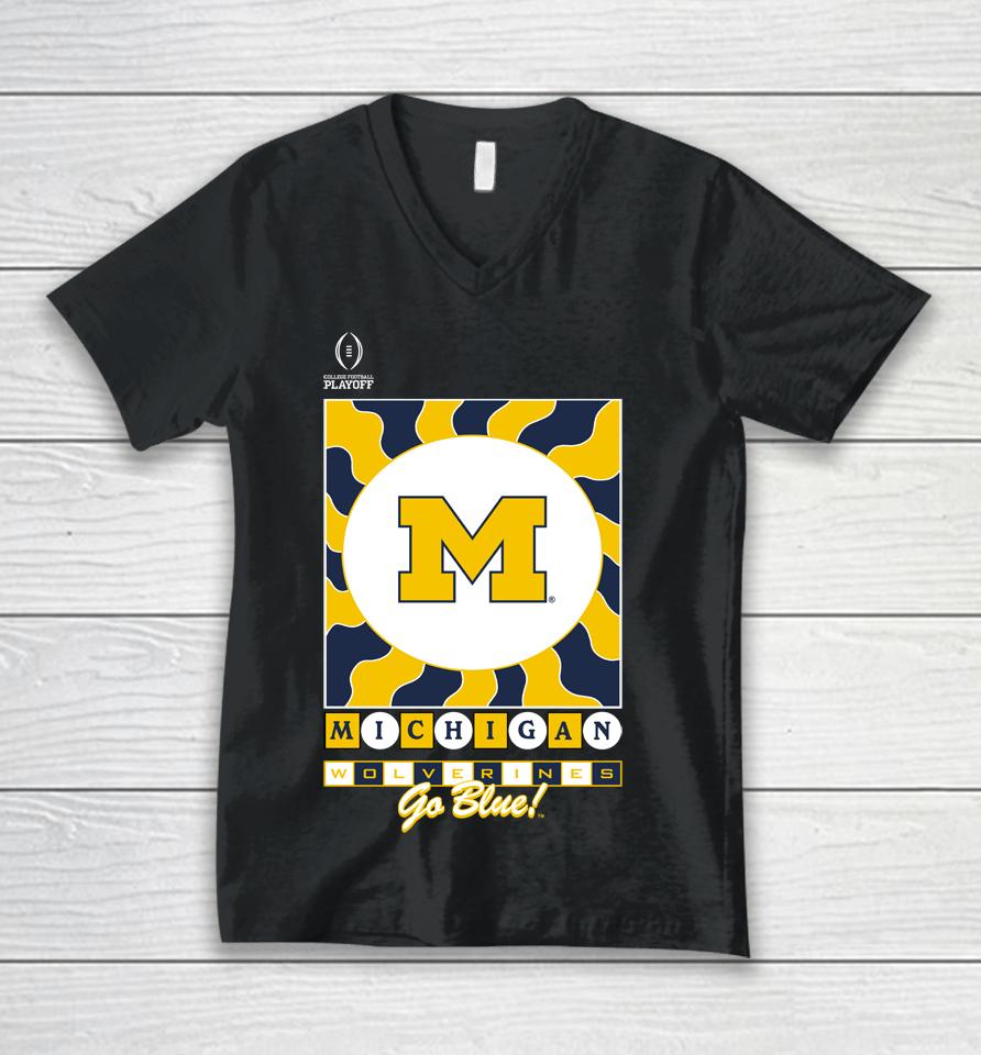 Michigan Wolverines Jordan Brand College Football Playoff 2022 Fiesta Bowl Media Night Unisex V-Neck T-Shirt