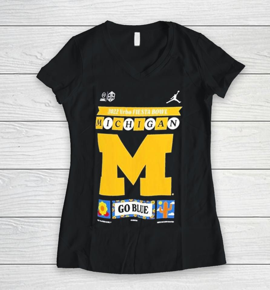Michigan Wolverines Jordan Brand College Football Playoff 2023 Women V-Neck T-Shirt