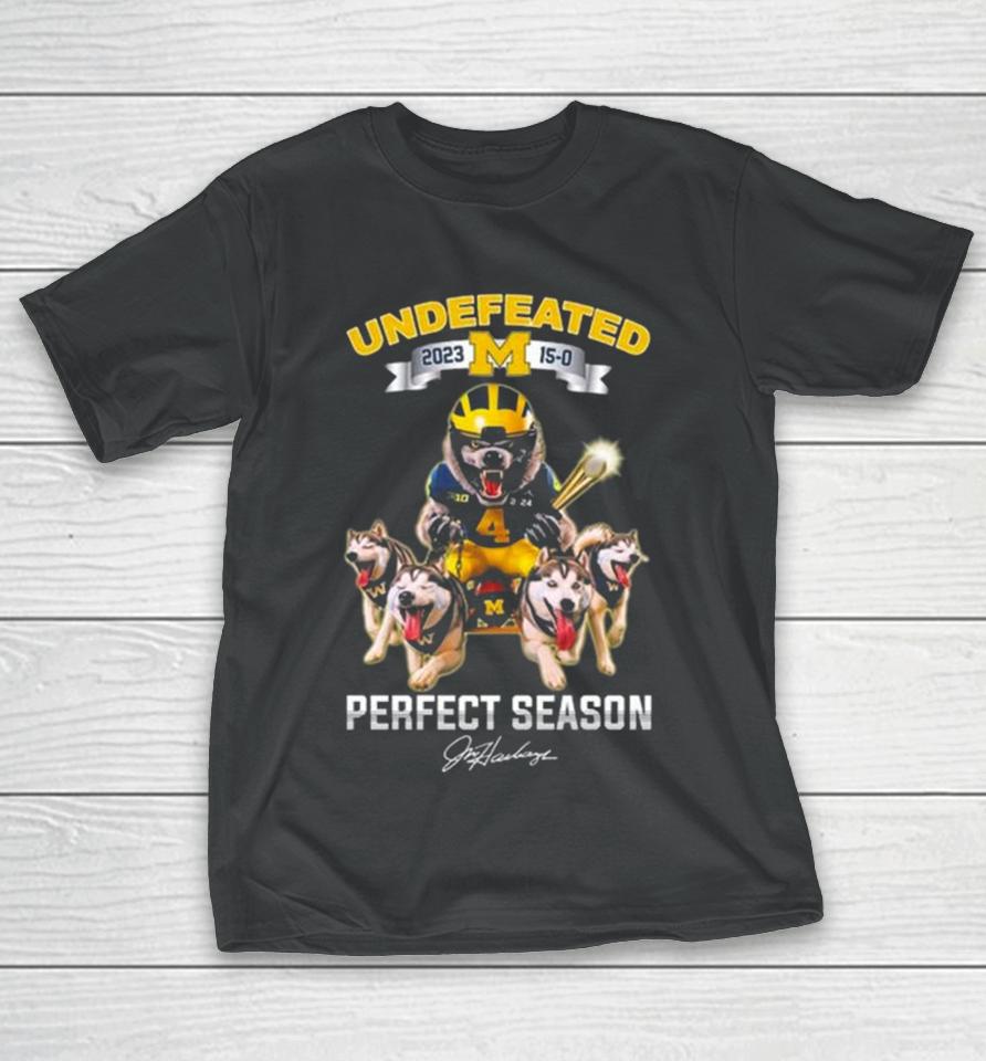 Michigan Wolverines Mascot Football Undefeated 2023 15 0 Perfect Season T-Shirt