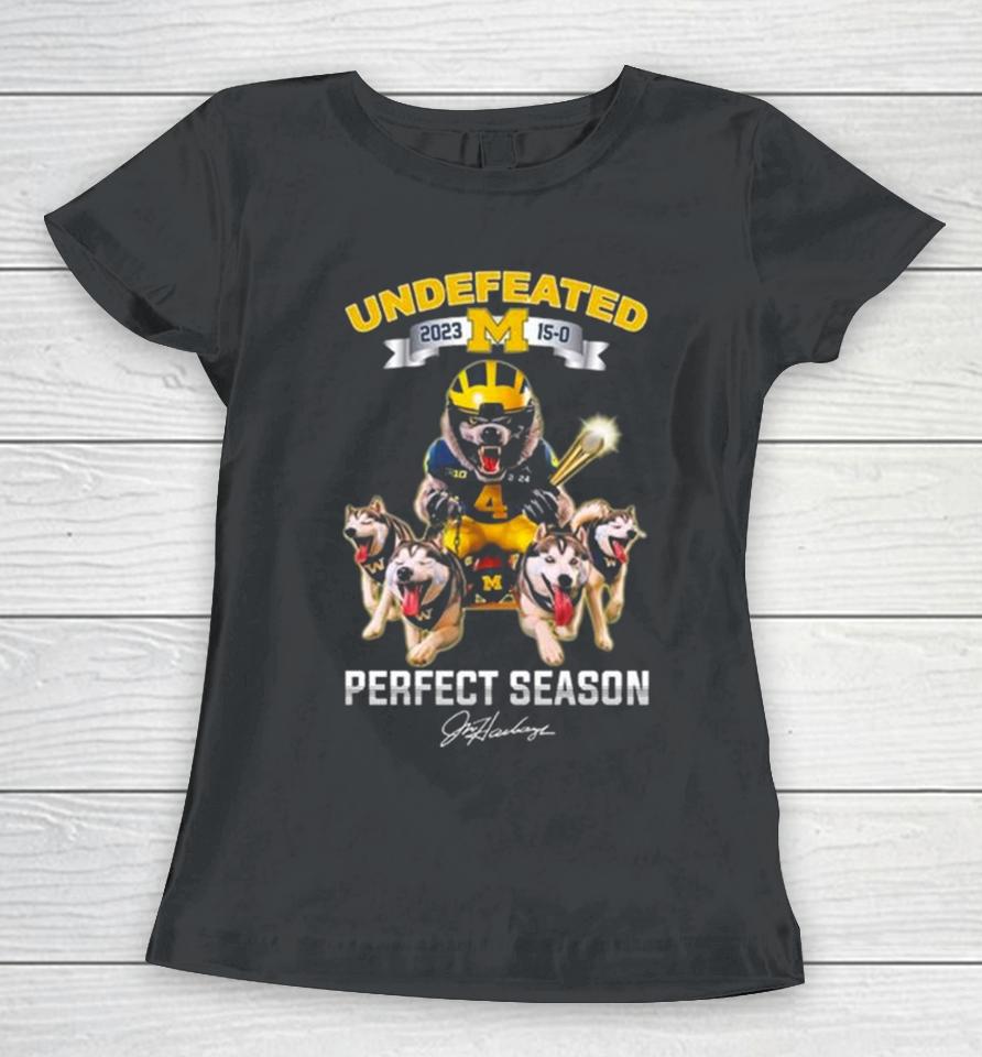 Michigan Wolverines Mascot Football Undefeated 2023 15 0 Perfect Season Women T-Shirt