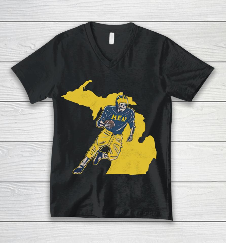 Michigan Wolverines Men Football Barstool Sports Unisex V-Neck T-Shirt