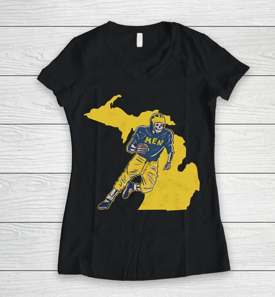 Michigan Wolverines Men Football Barstool Sports Women V-Neck T-Shirt