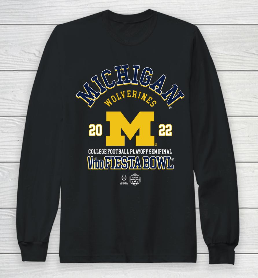 Michigan Wolverines Navy Blue 2022 College Football Playoff Bound Fashion Long Sleeve T-Shirt