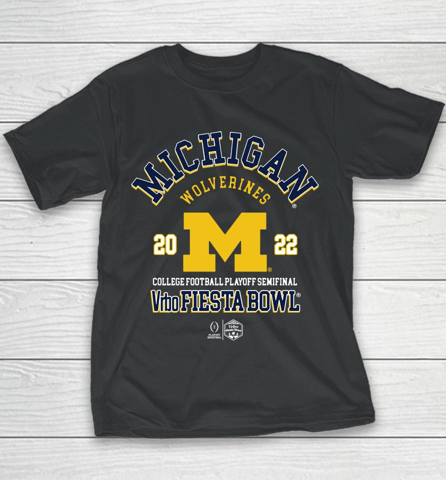 Michigan Wolverines Navy Blue 2022 College Football Playoff Bound Fashion Youth T-Shirt