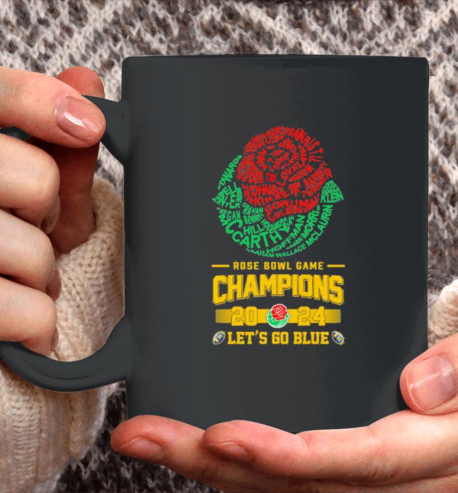 Michigan Wolverines Players Names 2024 Rose Bowl Champions Logo Let’s Go Blue Coffee Mug