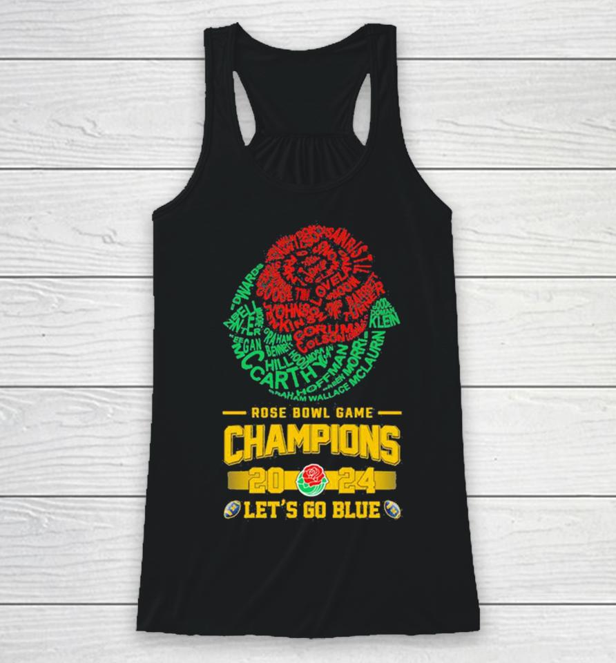 Michigan Wolverines Players Names 2024 Rose Bowl Champions Logo Let’s Go Blue Racerback Tank