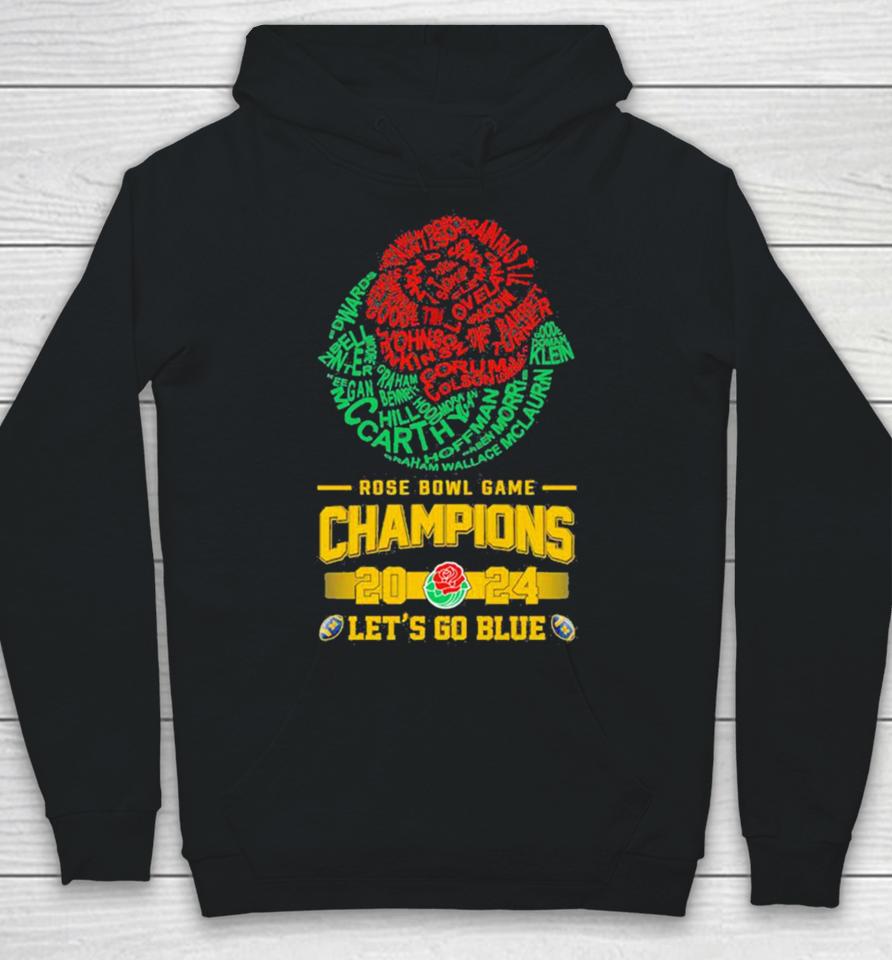 Michigan Wolverines Players Names 2024 Rose Bowl Champions Logo Let’s Go Blue Hoodie