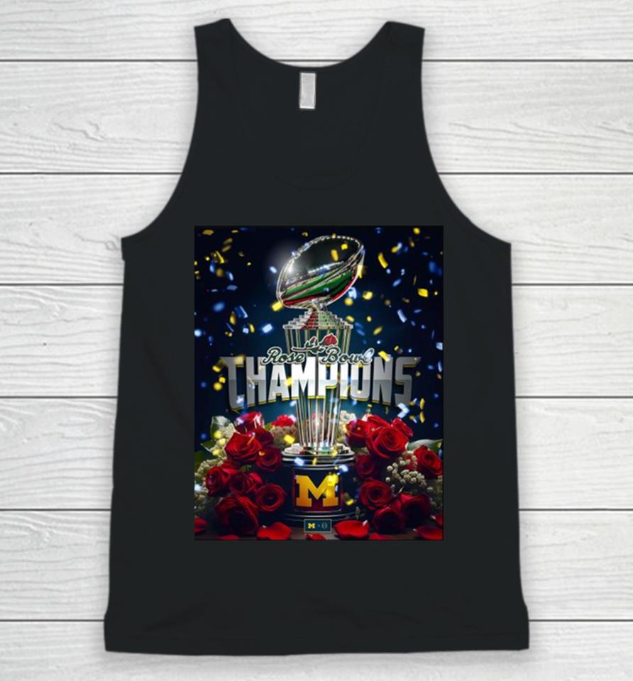 Michigan Wolverines Rose Bowl Champions Are Maize And Blue 2024 Trophy Unisex Tank Top