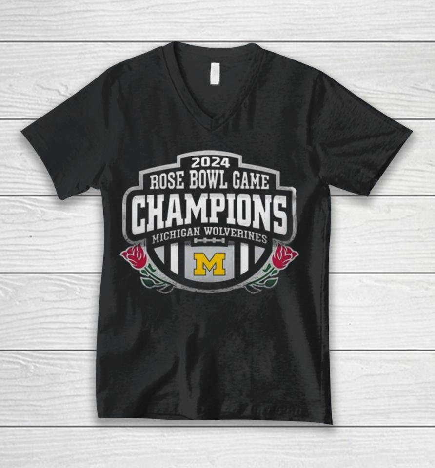 Michigan Wolverines Rose Bowl Game Champions 2024 Unisex V-Neck T-Shirt