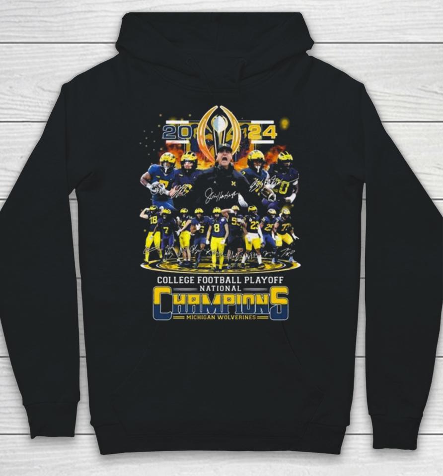 Michigan Wolverines Team Football 2024 College Football Playoff National Champions Signatures Hoodie
