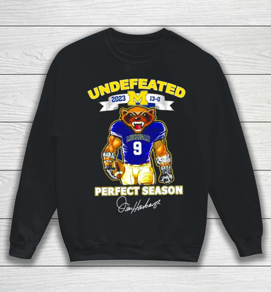 Michigan Wolverines Undefeated Perfect Season Jim Harbaugh Signatures Sweatshirt