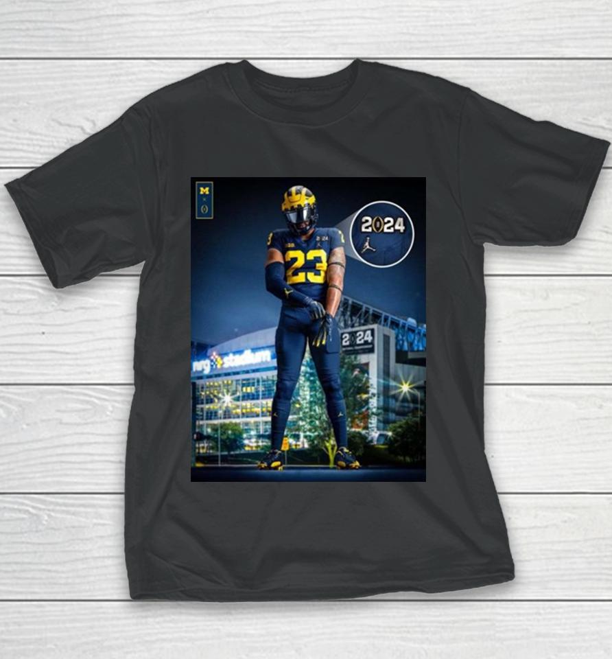 Michigan Wolverines With Uniform In Cfp National Championship 2024 Youth T-Shirt
