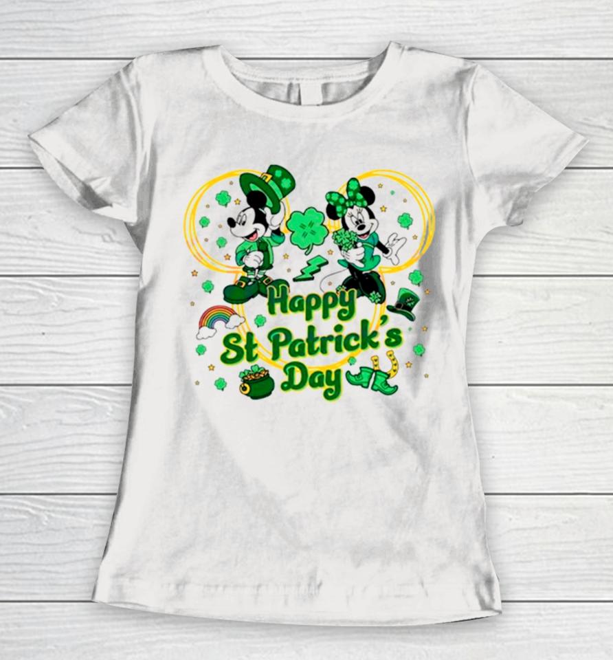Mickey And Minnie Happy St Patrick’s Day Women T-Shirt