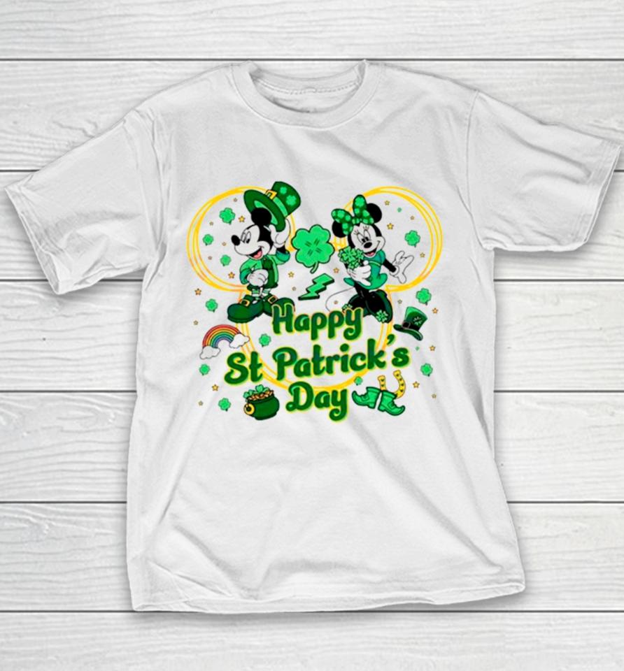 Mickey And Minnie Happy St Patrick’s Day Youth T-Shirt