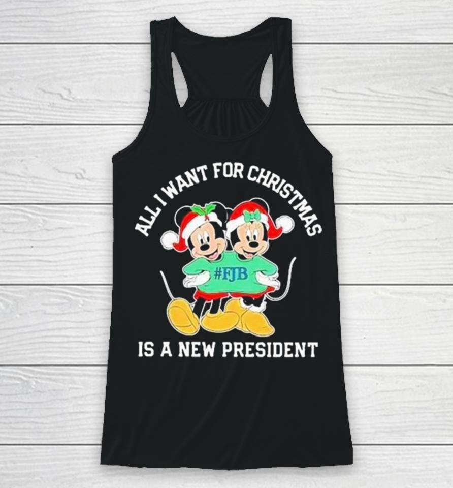 Mickey And Minnie Mouse All I Want For Christmas Is A New President Racerback Tank