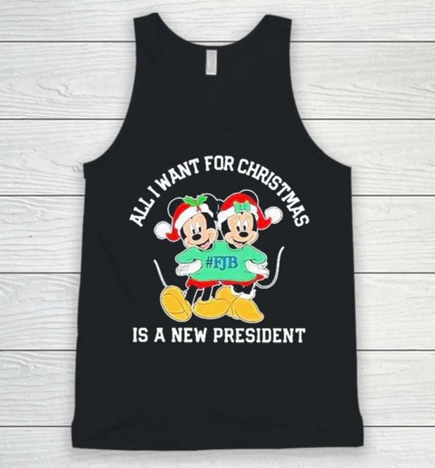 Mickey And Minnie Mouse All I Want For Christmas Is A New President Unisex Tank Top