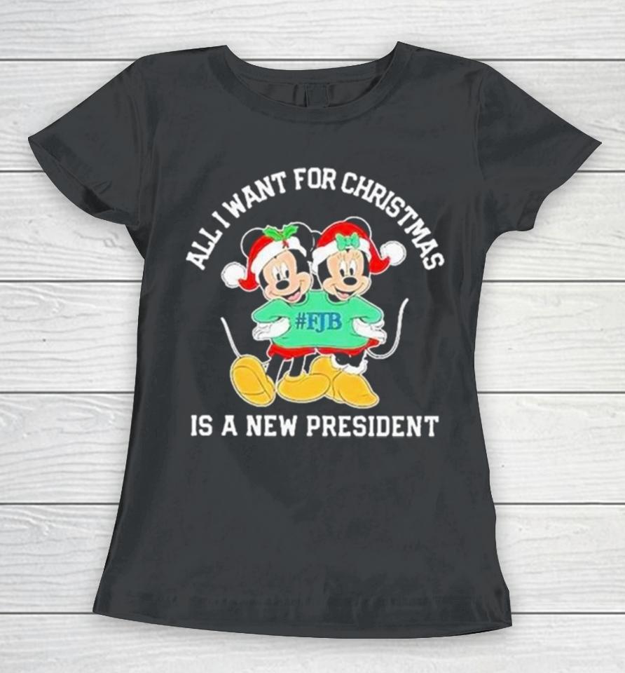 Mickey And Minnie Mouse All I Want For Christmas Is A New President Women T-Shirt